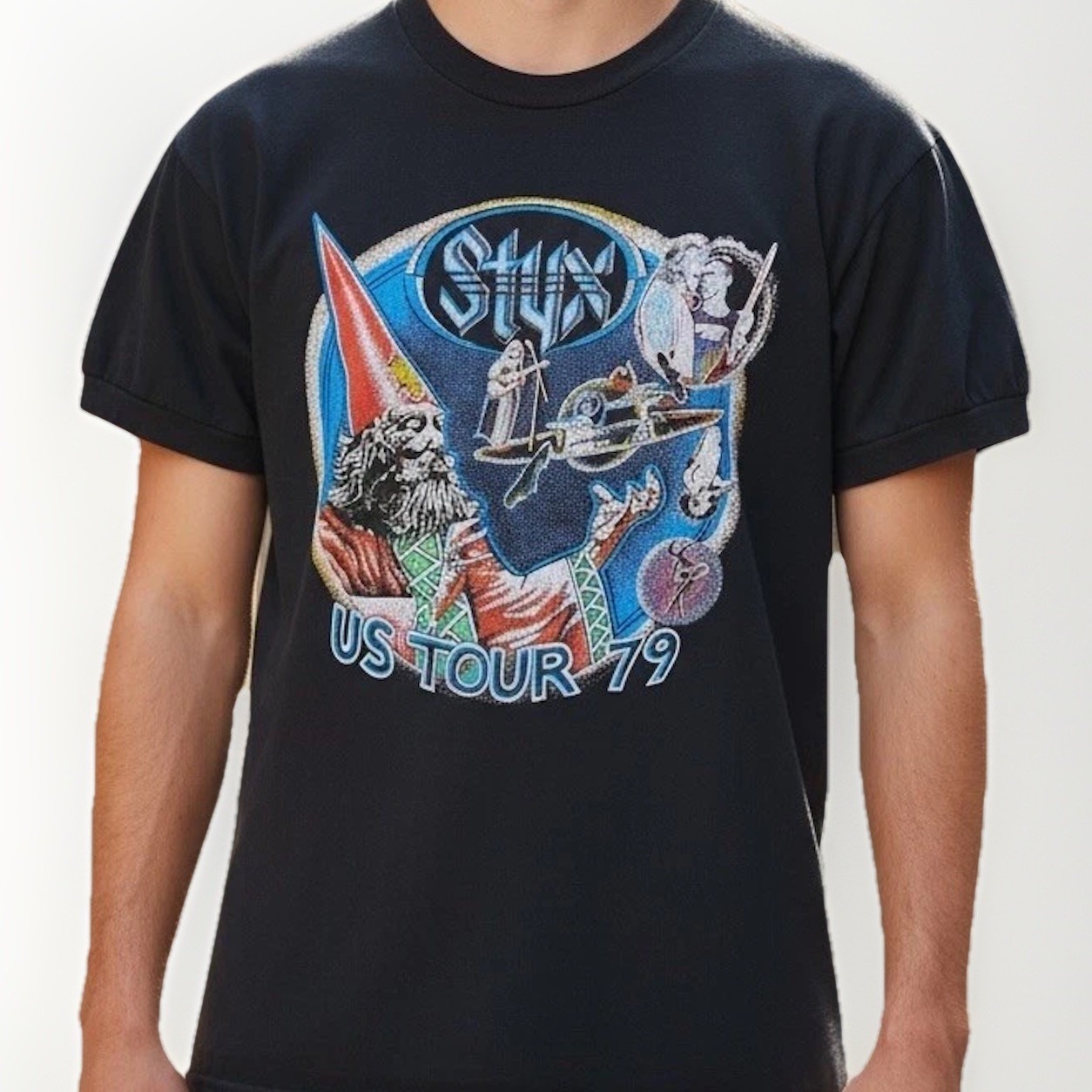 Fantasy Vtg 1979 Styx Us Tour Wizard T-Shirt Single Stitch L Rare Band Tee '79